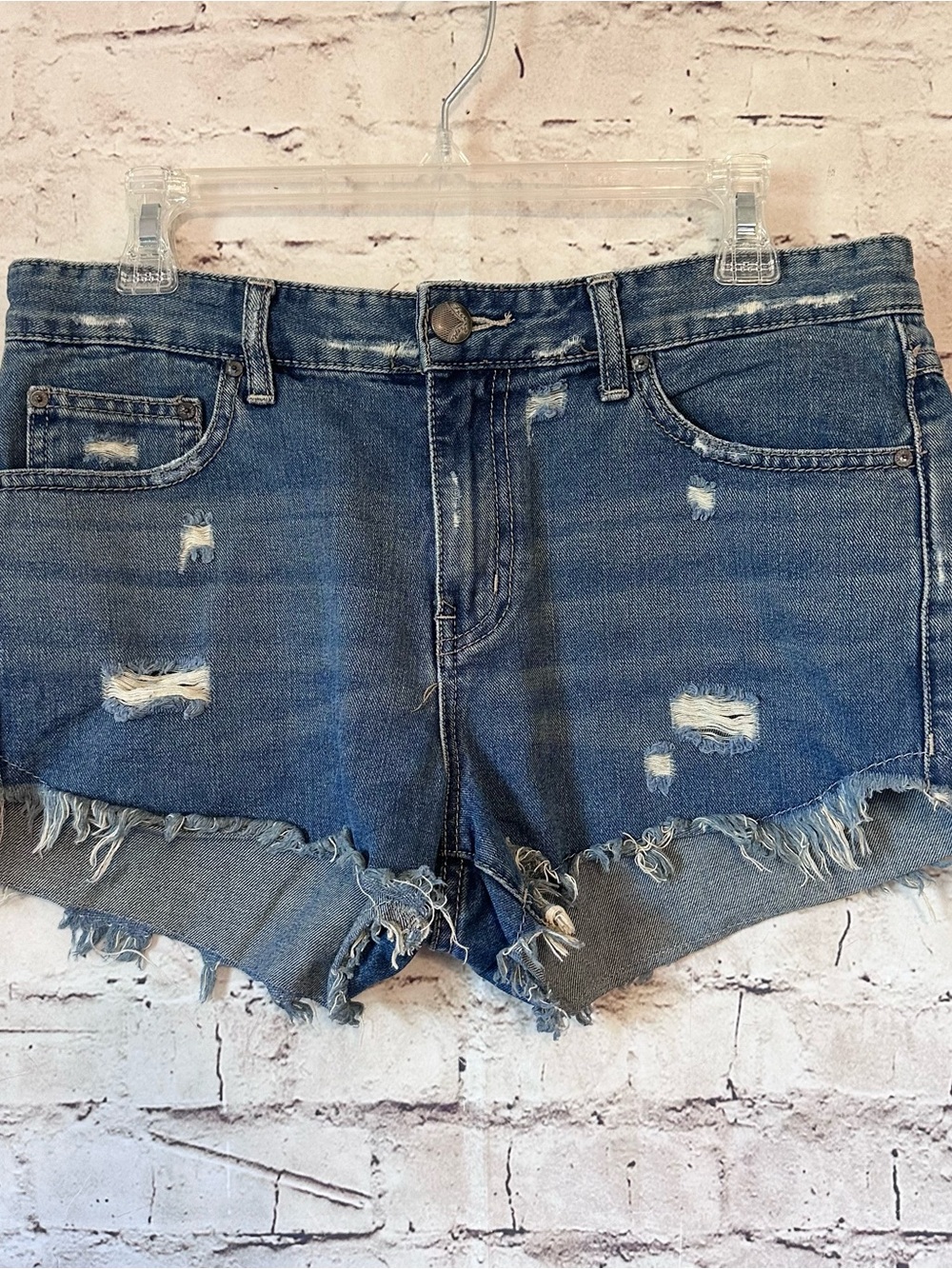 Free People Denim Distressed Women's Shorts - Blue